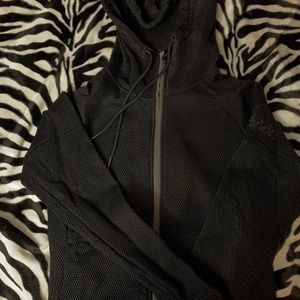 Men’s Adidas Black Netted Zip-up Sweater